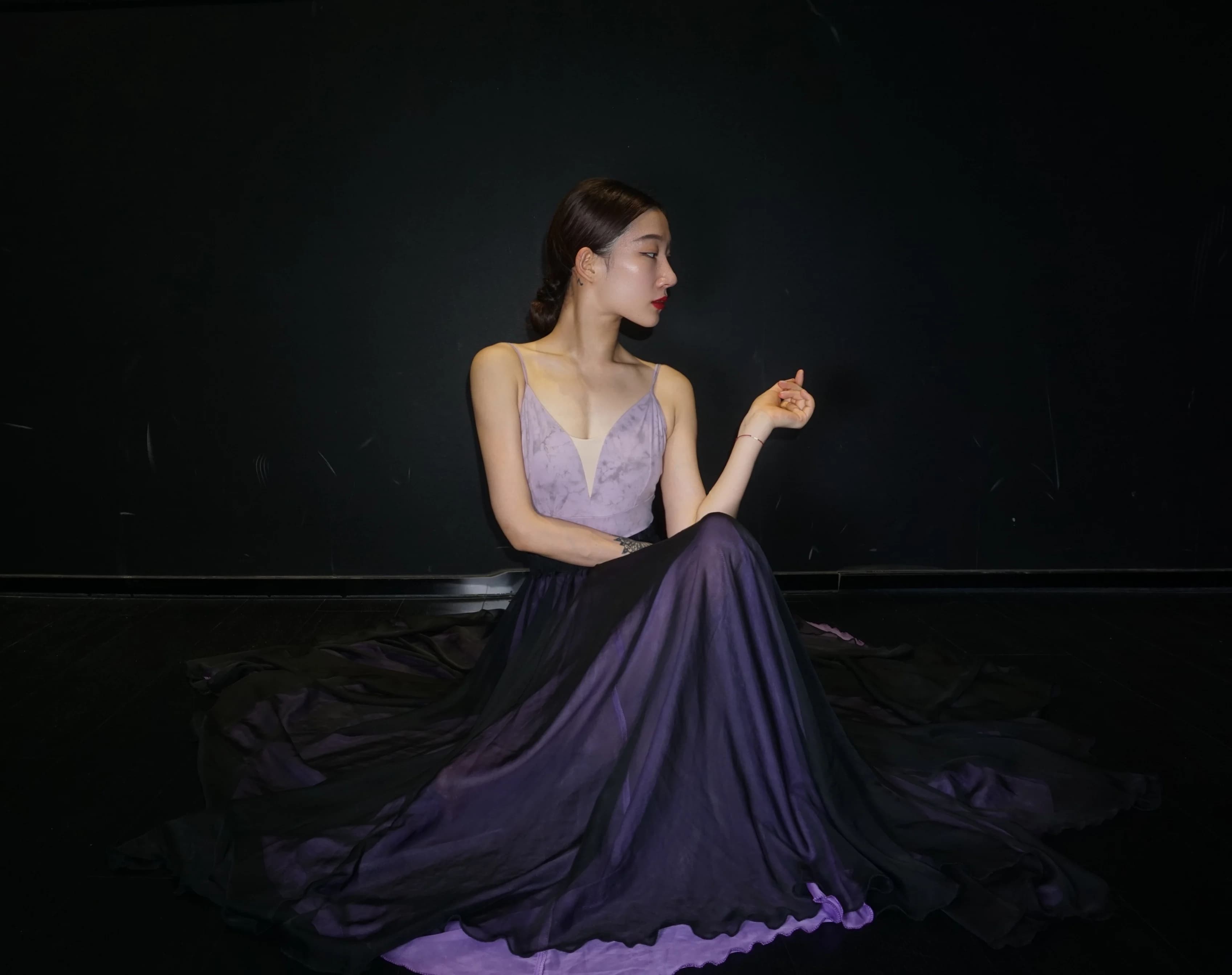 Customizable Colors Adults Women Dance Skirts Chiffon Skirts Lyrical Soft Ballet Dress Black Purple Translucent Dance Costumes