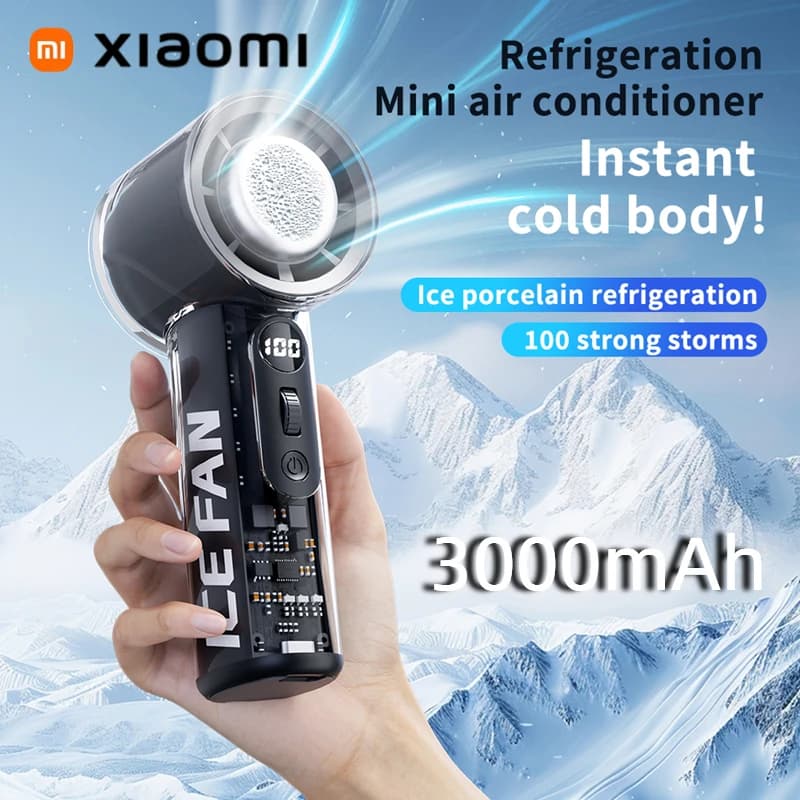 Xiaomi MIJIA Portable Refrigeration Small Air conditioner 100 Wind High-speed Mini Handheld Fan 3000mAh USB Outdoor Turbo Fan
