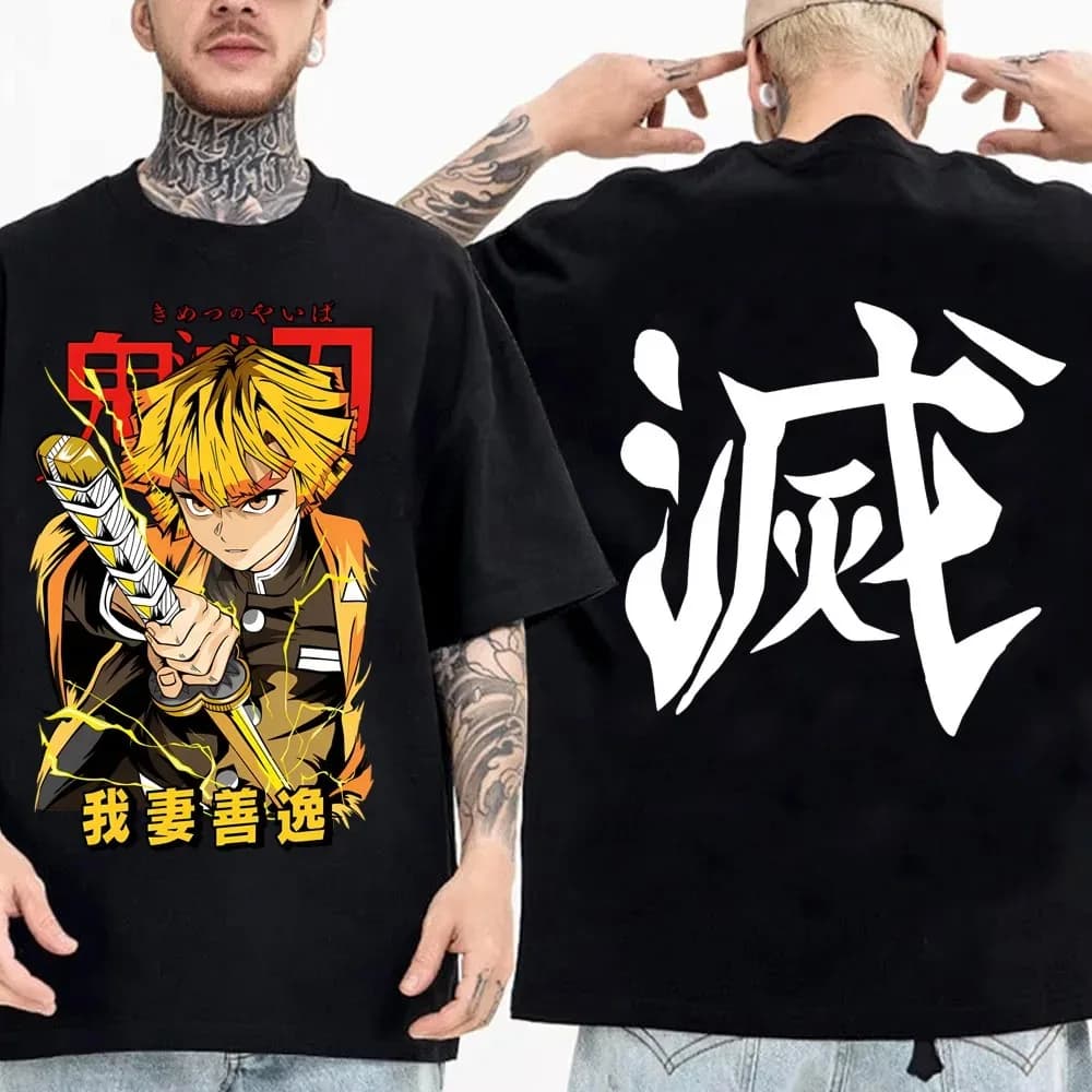 Custom Japanese Anime Demon Slayer T - Shirts - Kimetsu No Yaiba Inspired, High - Quality Cotton Streetwear for Men