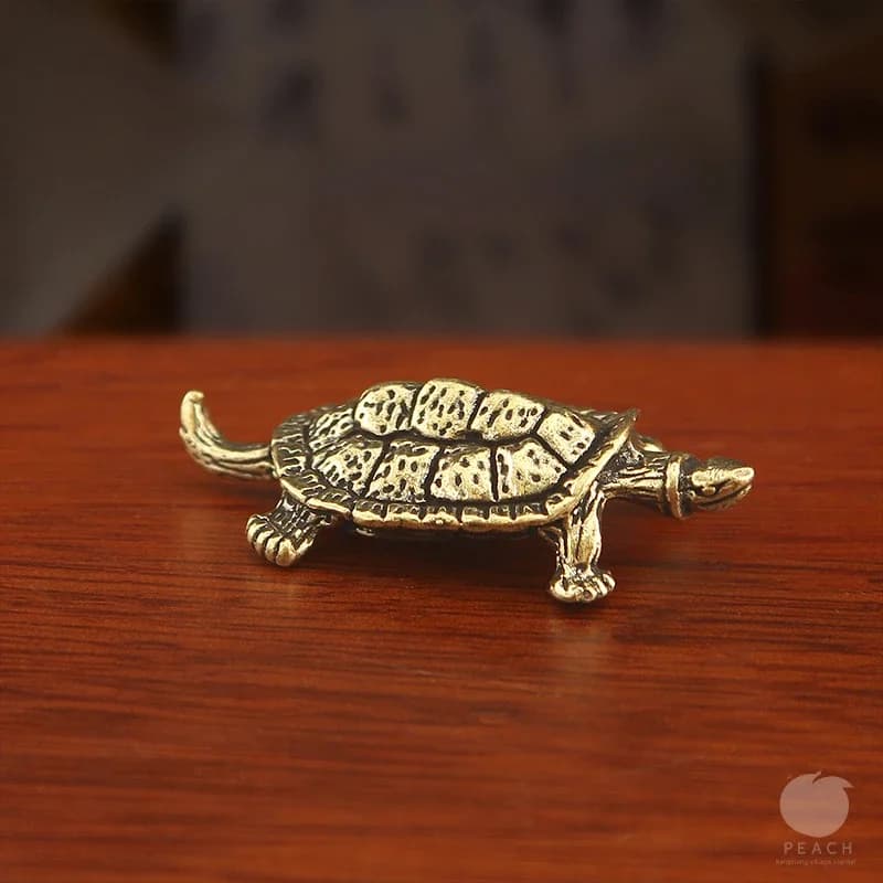 Retro Brass Tortoise Ornament Statue Metal Animal Sculpture Home Office Decoration Ornament Tea Pet Crafts