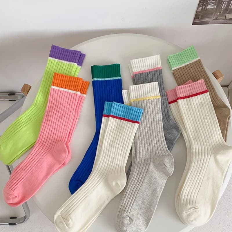 Candy Color Joint Cute Socks Cotton Ins Sports Relaxation Ventilate Designer Socks Autumn Winter Kawaii  Harajuku White Socks