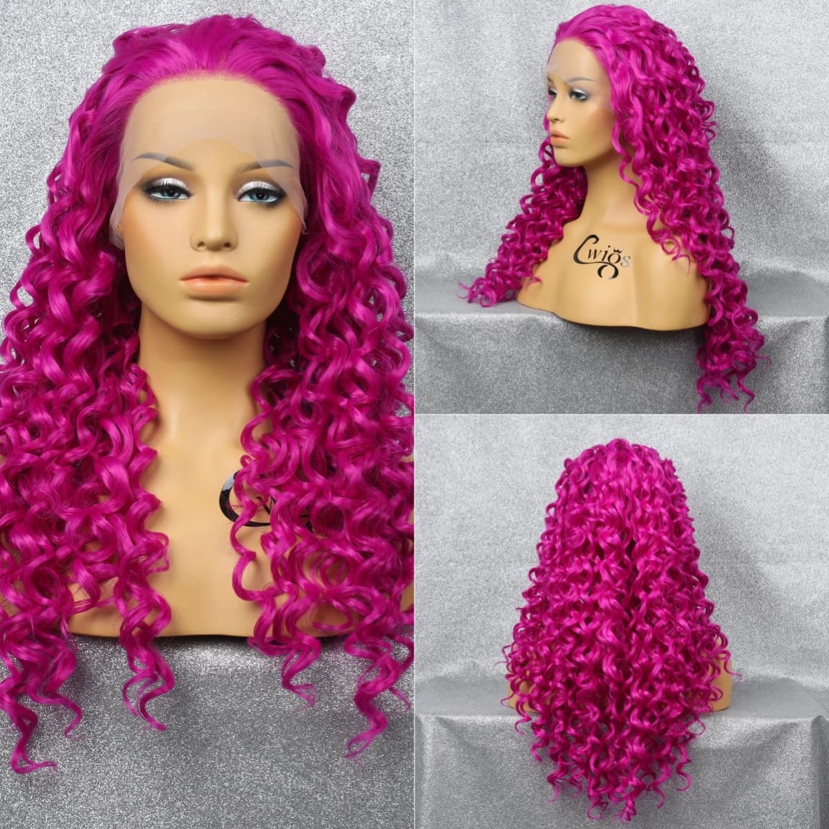 CWIGS Purple Synthetic Wig 13*4 Front Lace Mesh Cap Breathable Heat Resistant Comfortable Lightweight Party Cosplay Wig