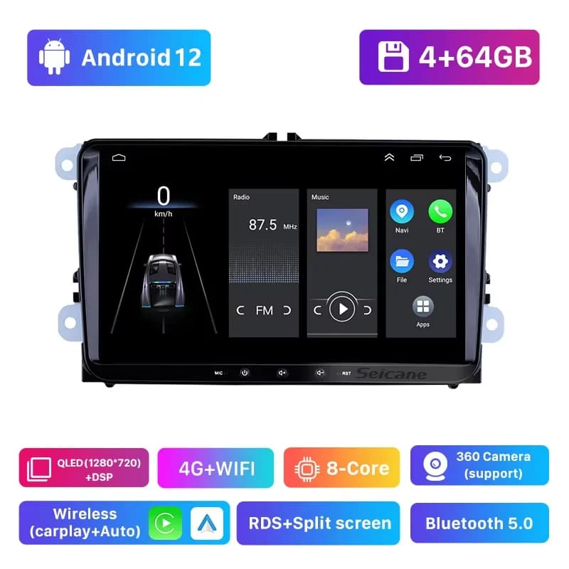 seicane 2Din Android 13 Car Multimedia player For VW/Volkswagen/Golf/Polo/Tiguan/Passat/b7/b6/SEAT/leon/Skoda/Octavia Radio DSP