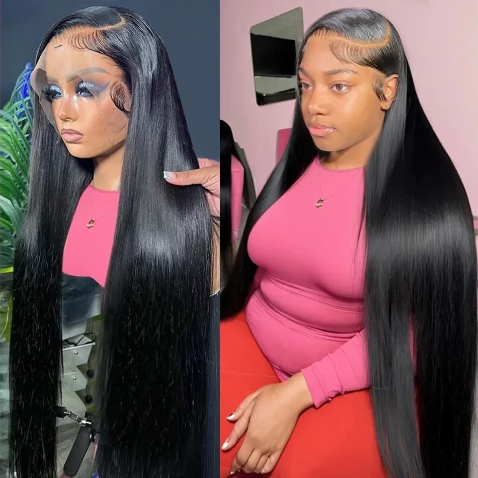 36 46 Inches 200 Density 13x6 HD Transparent Lace Frontal Wig No Shedding Wig Natural Color Straight Human Hair Wig For Women