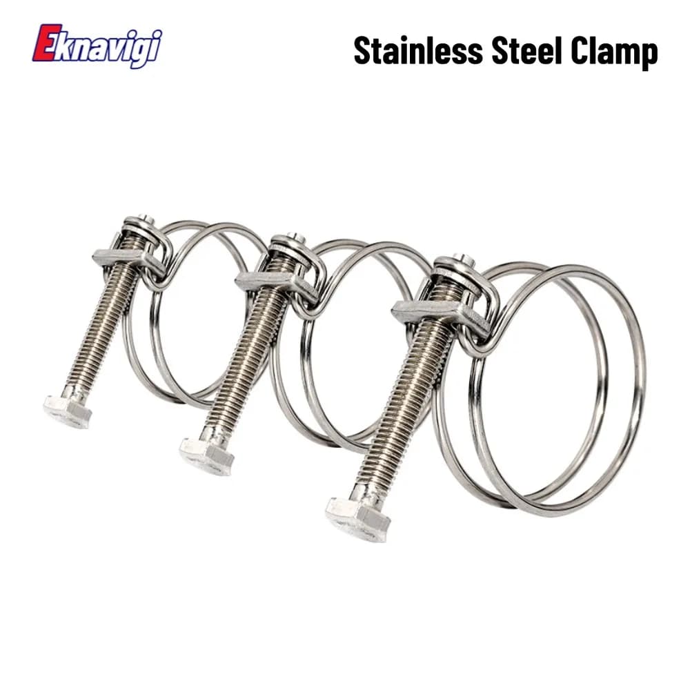 5PCS 201 Stainless Steel Double Steel Wire Hoop Hose Clamp Clamp Water Pipe Fastening Clamp