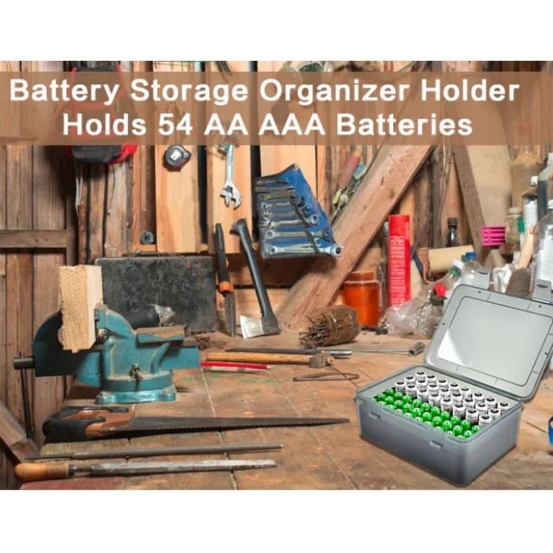 The portable household battery storage rack can hold 54 AA battery boxes and is suitable for garage container drawer dispensers