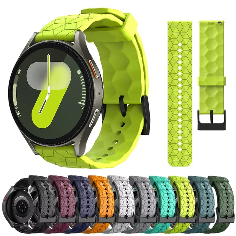 20mm 22mm Silicone Strap for Samsung Galaxy Watch 7 5 6 4 Classic 44 40mm Huawei GT 2/3/5 Pro 46mm Football Pattern Sport Band