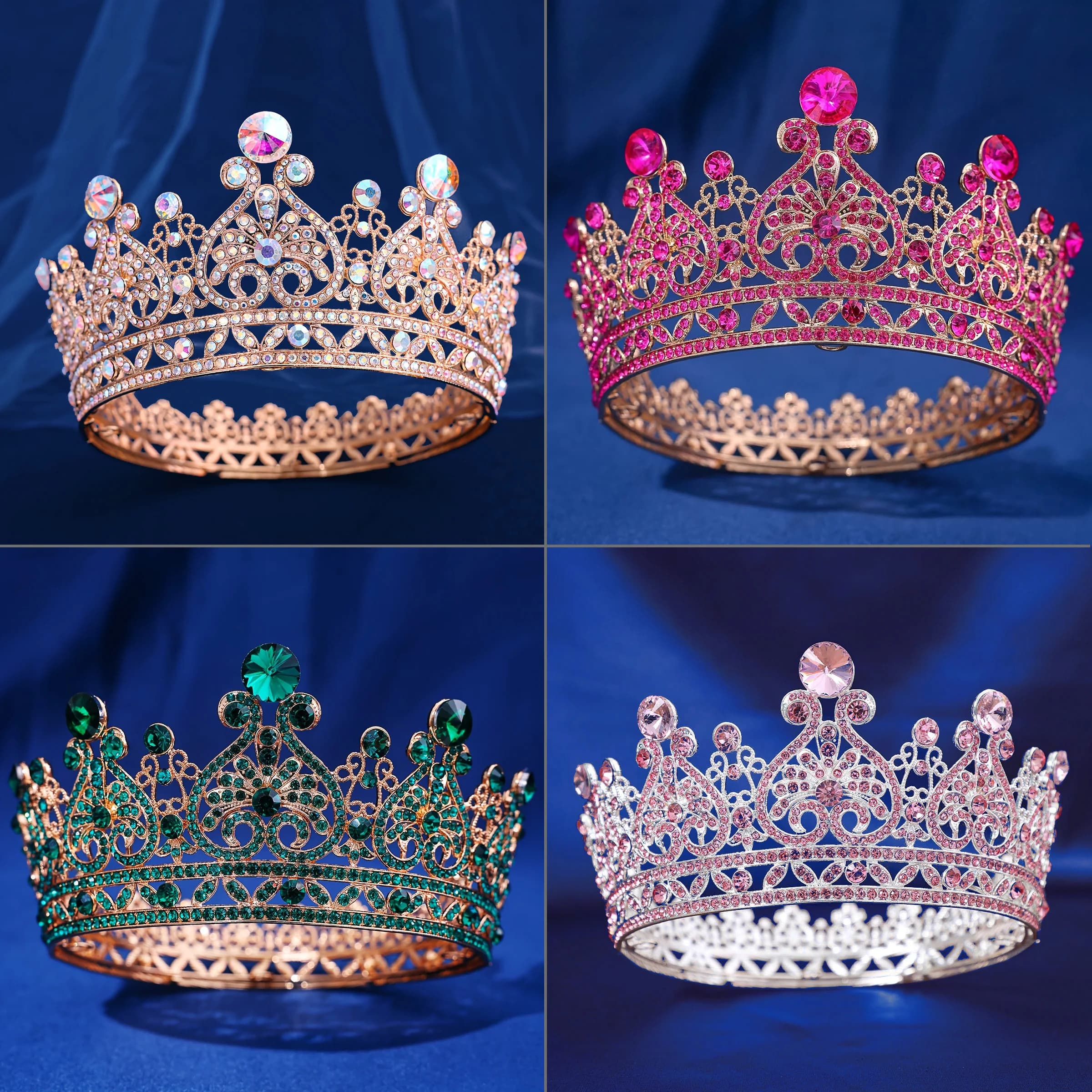 Crystal Queen King Tiaras and Crowns For Bride Women wedding headdress princess birthday circle wedding accessories crown