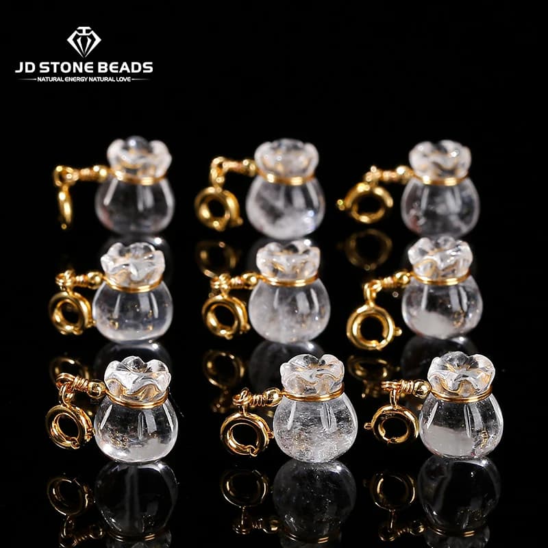 1 Pc Natural Rock Quartz Lucky Bag Copper Buckle Pendant Crystal Bead For Jewelry Making Diy Necklace Bracelet Accessory Finding