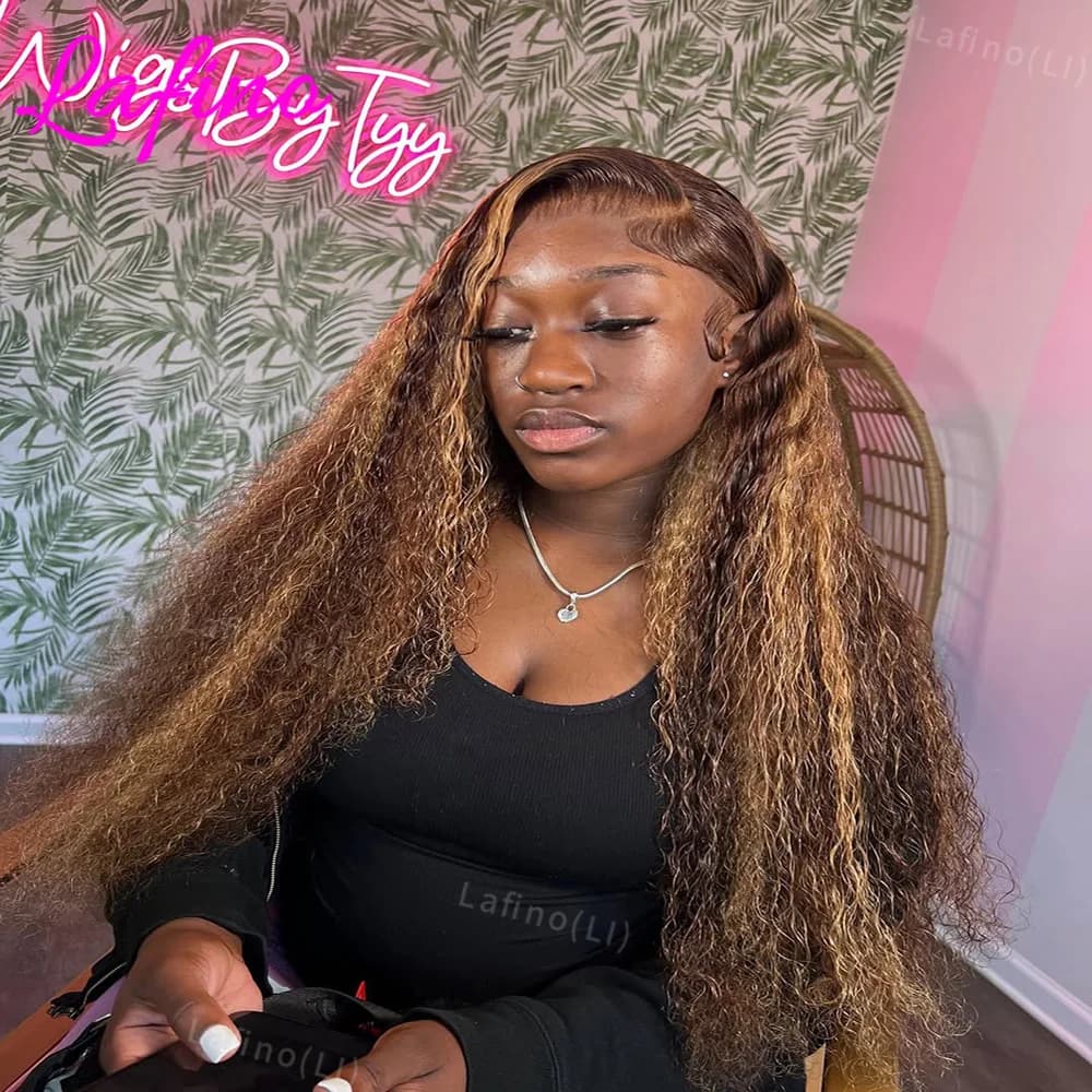 30 32 Inch Highlight Wig Human Hair 13x6 Hd Lace Frontal Wig Curly Human Hair Wigs 4/27 Colored 13x4 Deep Wave Wigs For Women