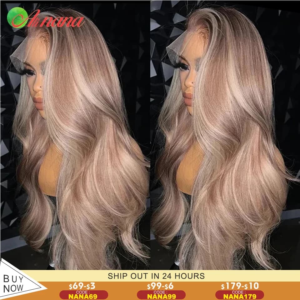 Highlight Ash Blonde Colored HD 13X4 Lace Front Wig Bleach Knots Pre-Plucked 5X5 Lace Closure Wig 100% Human Hair Wigs For Women