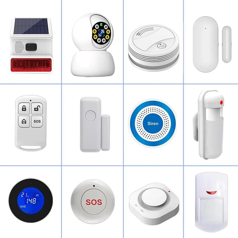 TUYA GSM Home Security Alarm Host 433MHZ Wireless Burglar Motion Detector Smart Life APP Control Fire Smoke Detector