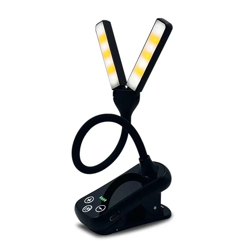 14 LED Clip on Book Light 3 Colors 8 Brightness Usb Rechargeable Night Light Portable Reading Light Book Lamp Mini Desk Lamp