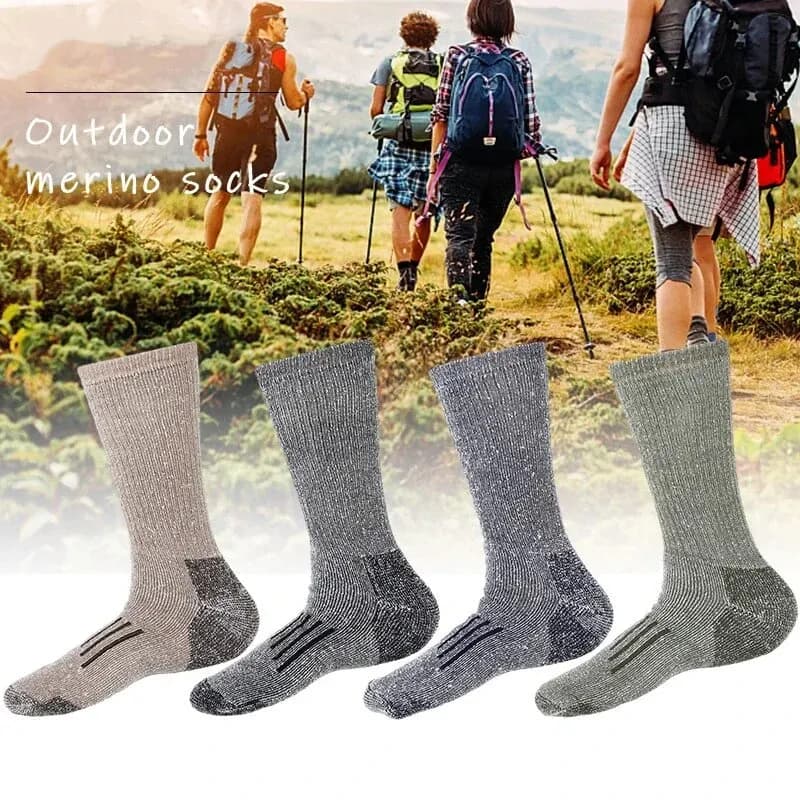 Merino Wool Socks Men's Autumn Winter Thickened Thermal Socks Mountaineering Breathable Outdoor Sports Socks Large