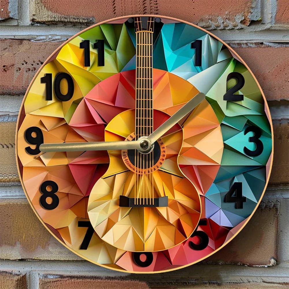 2D Guitar Wall Clock - Silent, DIY Assembly Kit - Perfect for Living Room Decor, Mothers' Day, Fathers' Day, or Any Music Lover!