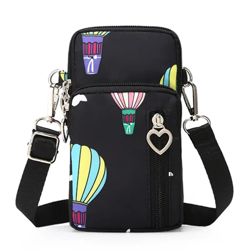 Casual Small Shoulder Bag Women Cell Phone Pocket Case Waterproof Nylon Sport Arm Package Messenger Purse Crossbody Handbag