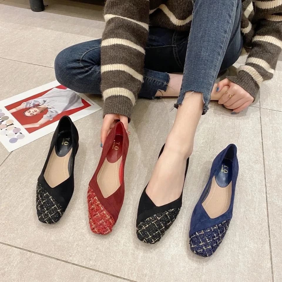 2025 Spring Summer Women High Heels Elegant Ladies Pumps Soft Cloth Square Heel 3.5cm Black Blue Red Plus Size 42 D228
