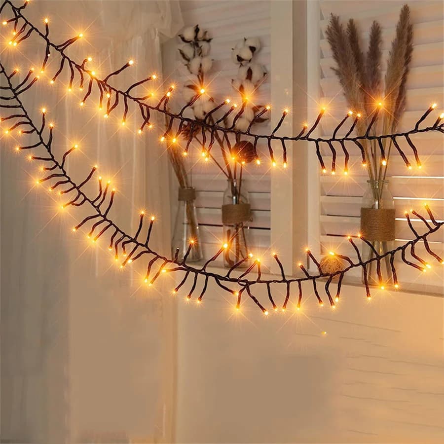 1000/1500 LED Firecrackers String Light Outdoor LED Cluster Garland Fairy Lights 8 Modes Waterproof For Christmas Wedding Decor