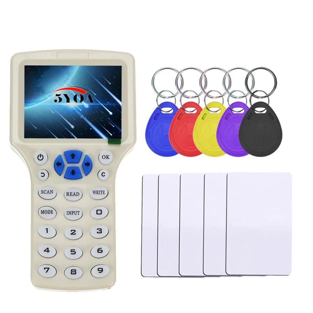 5YOA RFID Writer Reader Copier Duplicator IDICW01 IC ID with USB Cable for 125KHz 13.56MHz Cards LCD Screen Duplicator English
