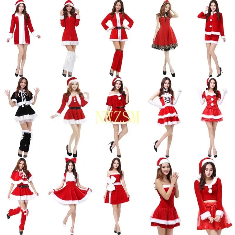 Elegant women dress 2020 new ladies cosplay costume Christmas Santa Claus stage show clothing sexy red cos dancing robe gowns