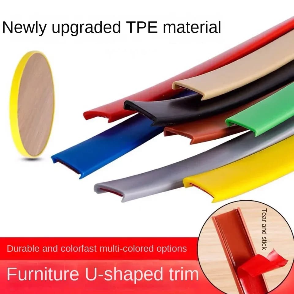 10m Adhesive U-molding Edge Banding Edgeband 9MM 12MM 14MM 15MM 16MM 18MM - 36MM White Beige Gray Black Red Blue Green Yellow