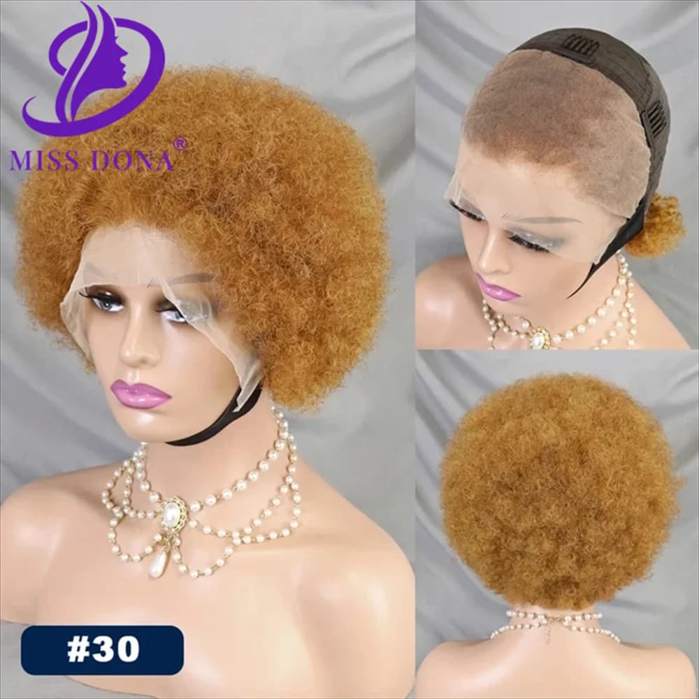 Short Bob 13*4 Lace Frontal Wigs Afro Kinky Curly 250% Human Hair Wig Natual Curl for Black Women