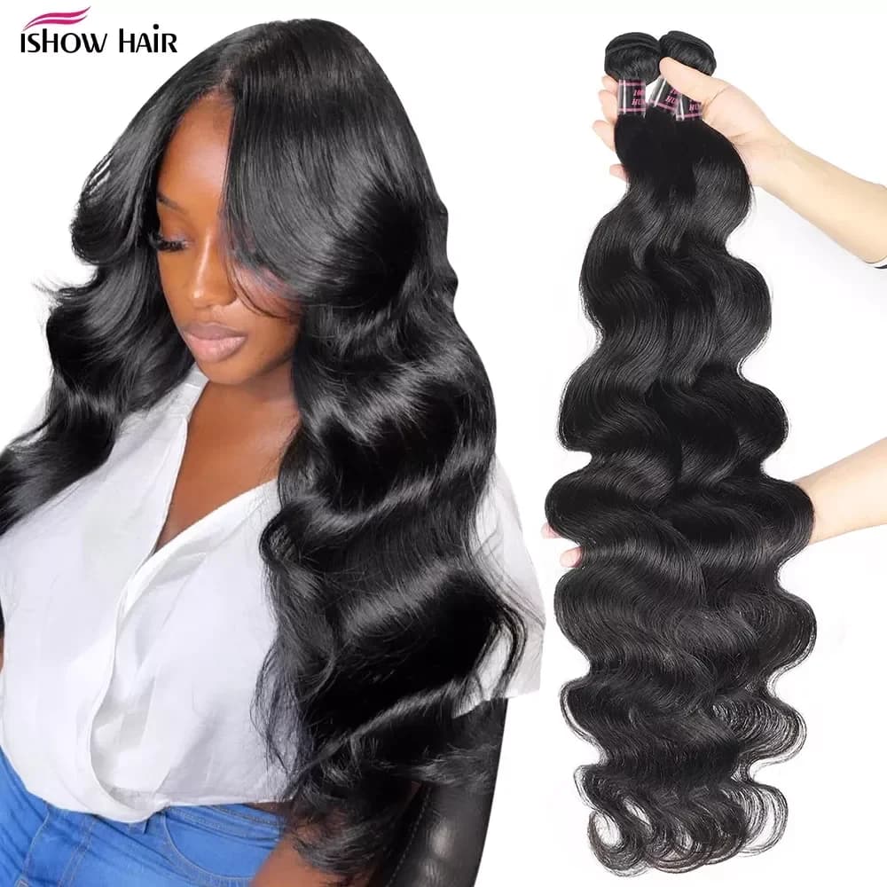 Body Wave Human Hair Bundles 100% Brazilian Raw Wavy Human Hair Extension 1/3/4 Bundles for Women 10A Thick Bundles Doule Drawn