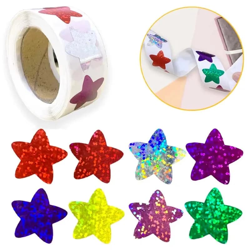100-500PCS New Star Stickers Roll Small Packaging Pack Stickers Photocard Decor Heart Home Made Rolling Sticker TZ304