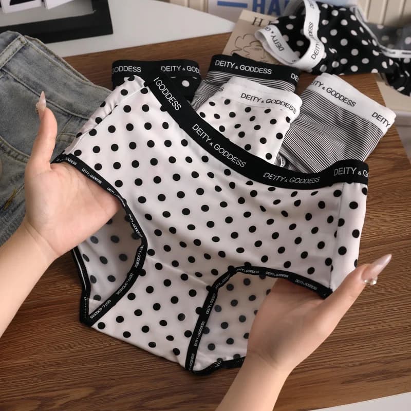 Ice Silk Triangular Panties Traceless Polka Dots Lingerie Soft Sexy Fashion Underwear Women Woman Underpanties Briefs Women's