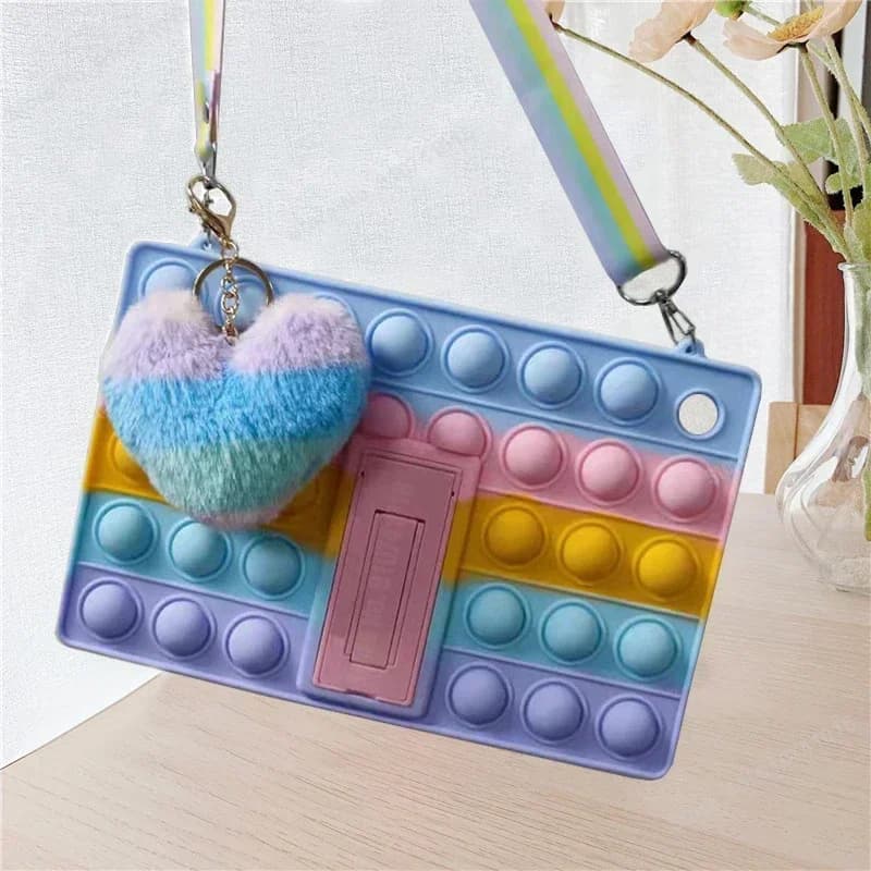 Case For Samsung Galaxy Tab A 7.0 T280 A8 X200 Tab 3 Lite T110 Soft Bubble Silicone Kids Stand Cover for S7 S8 11 inch T870 X700