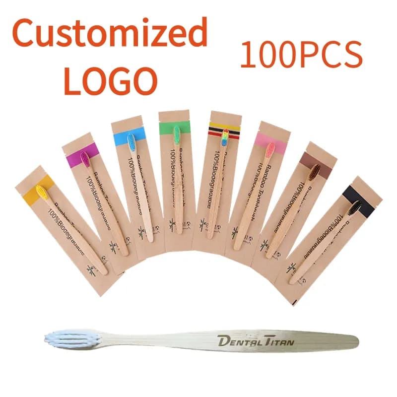 100 pcs Natural Bamboo Toothbrushes Wood Teethbrush Soft Bristles Fiber Tooth Brush Eco-Friendly Oral Care wholesale