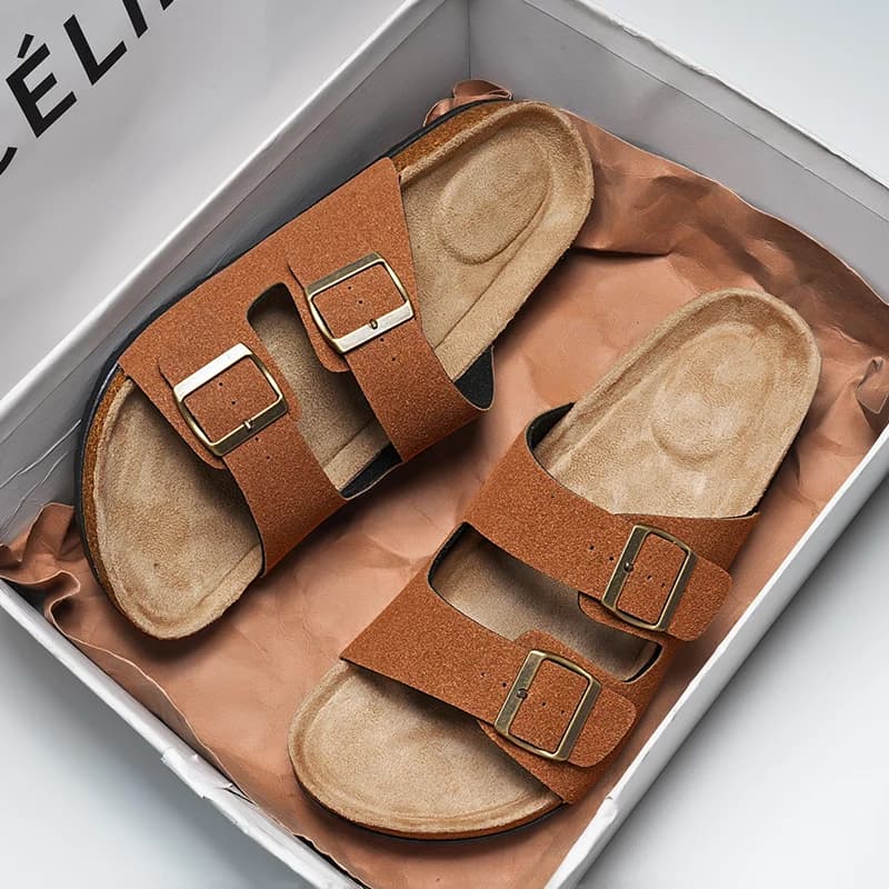 Brand Men Women Sandals Summer Designer Couple Cork Clogs Sandals Luxury Classic Unisex Mules Beach Slide With Adjustable Buckle