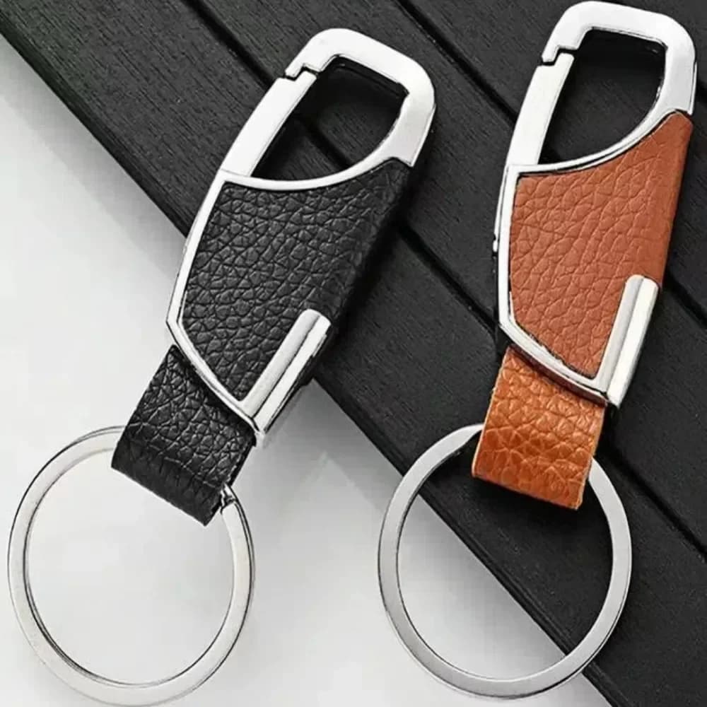 4PCS Personalized Leather Splicing Waist Hanging Car Keychain Metal Key Ring Chain Motorcycle Keyring Accessories for Man Gift