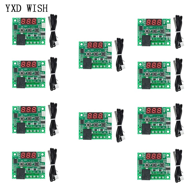 10pcs W1209 DC 12V RED Digital Temperature Controllear Thermostat -50-100C Temperature Control Thermostat Switch Plate XH-W1209