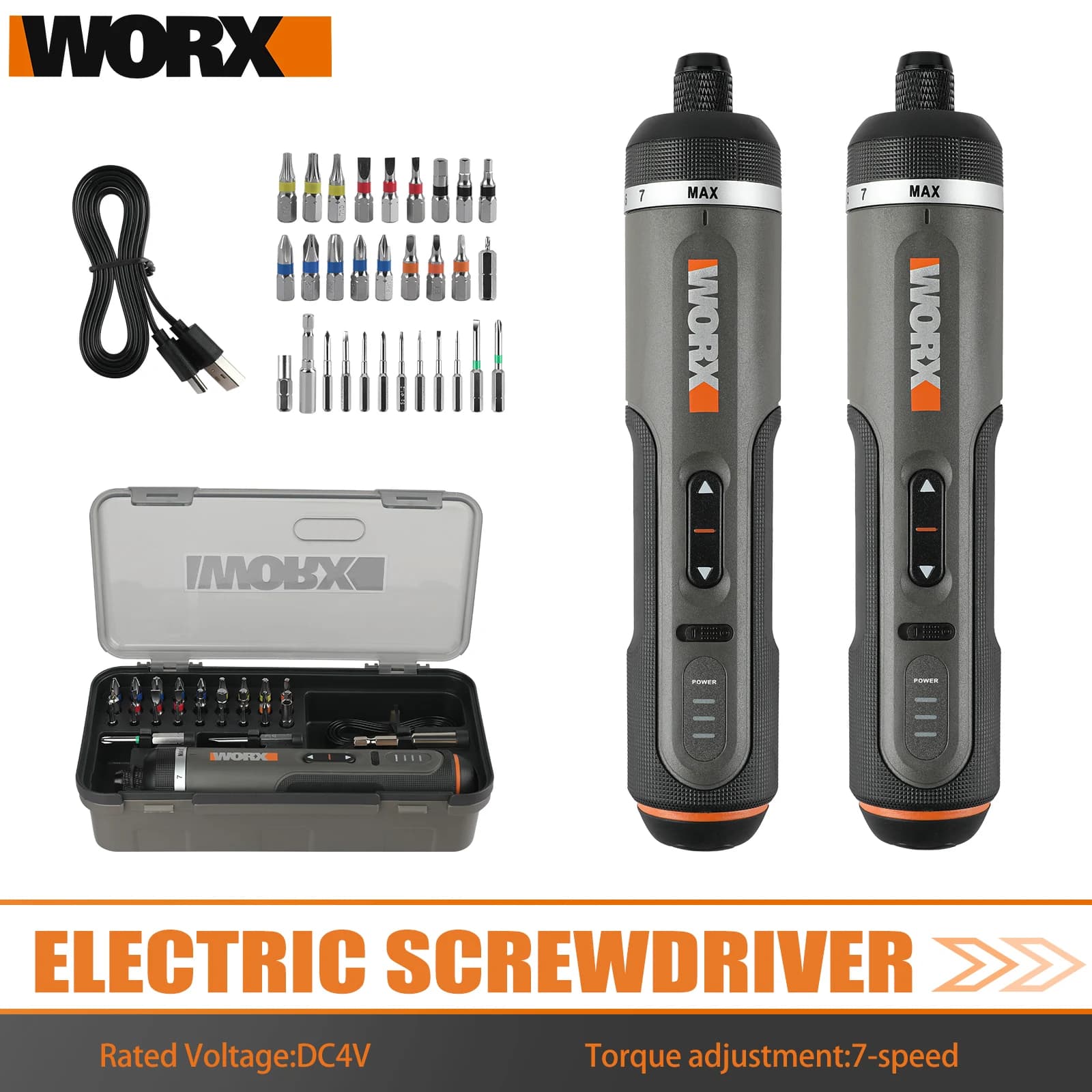 Worx 4V Electrical Screwdrivers Set WX242 Portable Smart Cordless Power Screw Driver Mini Electric Drill Home Repair Power Tool