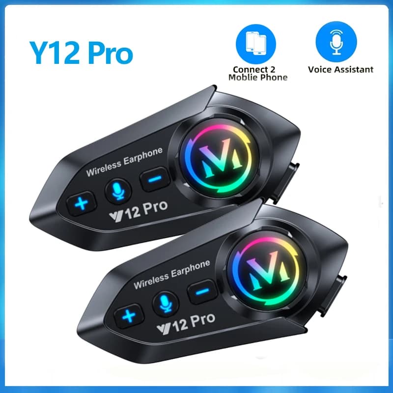 Y12 Pro Motorcycle Helmet Bluetooth  Intercom Distance 500MVoice Assistant Mixing Music Sharing  IP56  Waterproof