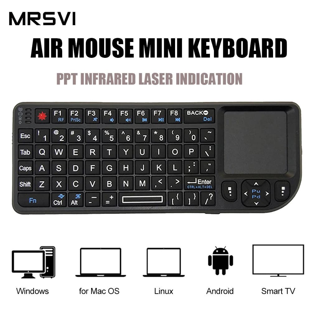 A8 Mini Wireless Keyboard 2.4G 7 Color Backlit English Russian Spanish French Touchpad Air Mouse for Android TV Box PC Tablet
