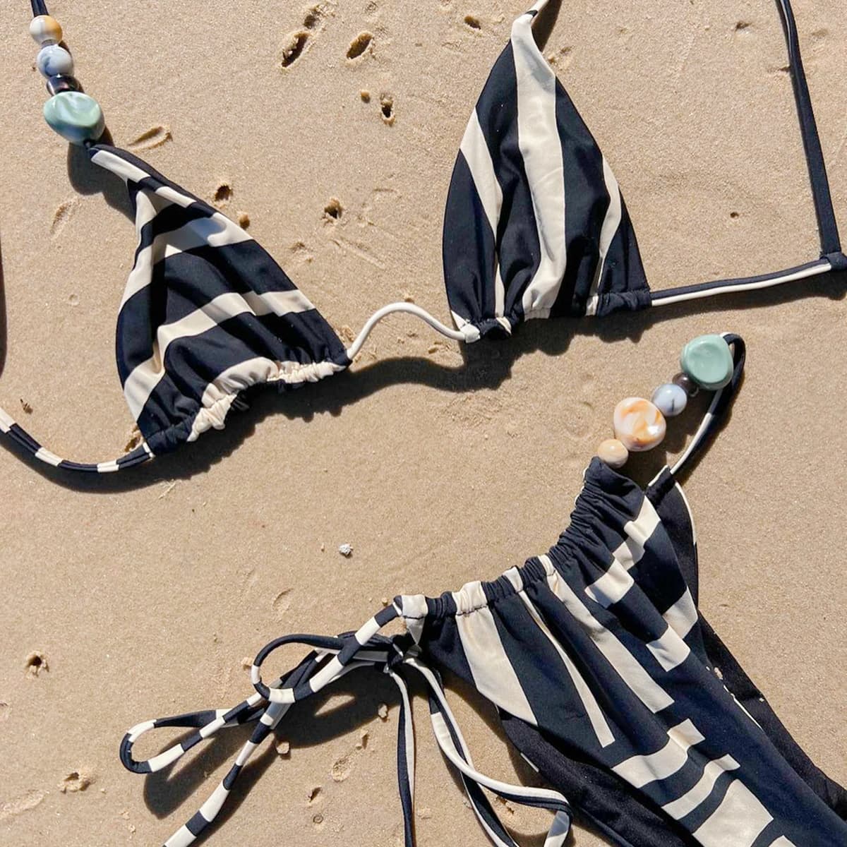 Push Up Bikinis 2025 Sexy Women Swimsuit Female Swimwear Striped Bikini Set Stone Biquini Bathing Suit Swimming Suit Beachwear