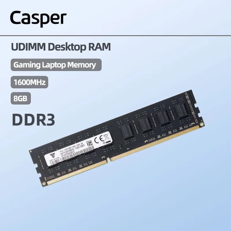 Casper PC Computer Memory DDR3 8GB 1600MHz Memory Module PC RAM Desktop Office Work Designer Software Playing Game Fast (Black)