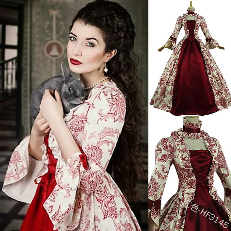 Cosplay Medieval Renaissance Gown Robe Palace Princess Dress Adults Vintage Evening Gown Lace Long Sexy Party Halloween Costume