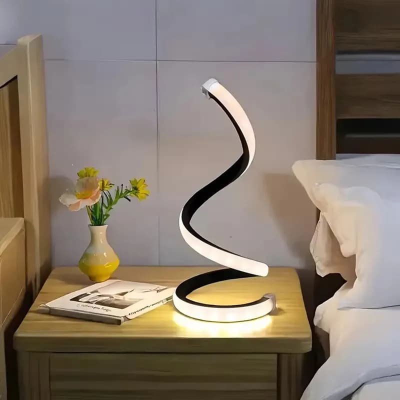2025 new LED modern bedside lamp deformable spiral table lamp night lamp office living room bedroom decoration night lamp