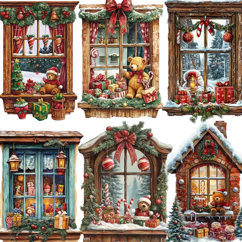 Christmas Windows Stickers Crafts And Scrapbooking stickers kids toys book Decorative sticker DIY Stationery