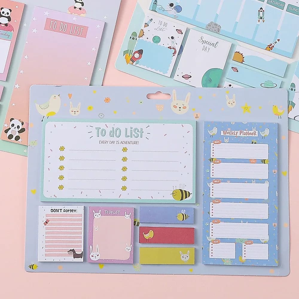 210 Sheets Weekly Planner Sticky Notes Set 80 GSM Paper To Do List Special Day Noted Memo Strips for School Self-Stick Notes