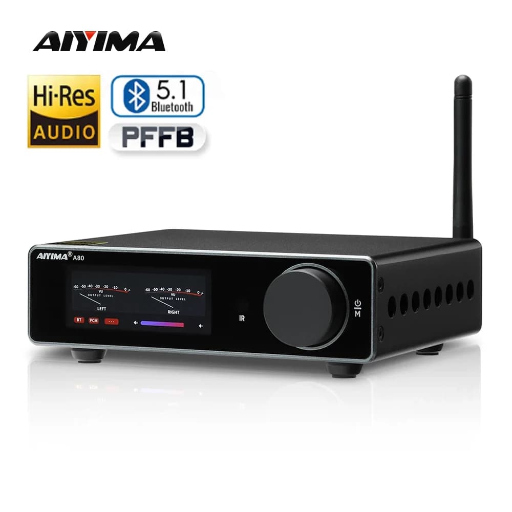 AIYIMA A80 TPA3255 PFFB Bluetooth DAC Stereo Power Amplifier 300Wx2 Class D 2.0 HiRes Digital Amp with RCA TRS OPT COA USB Input