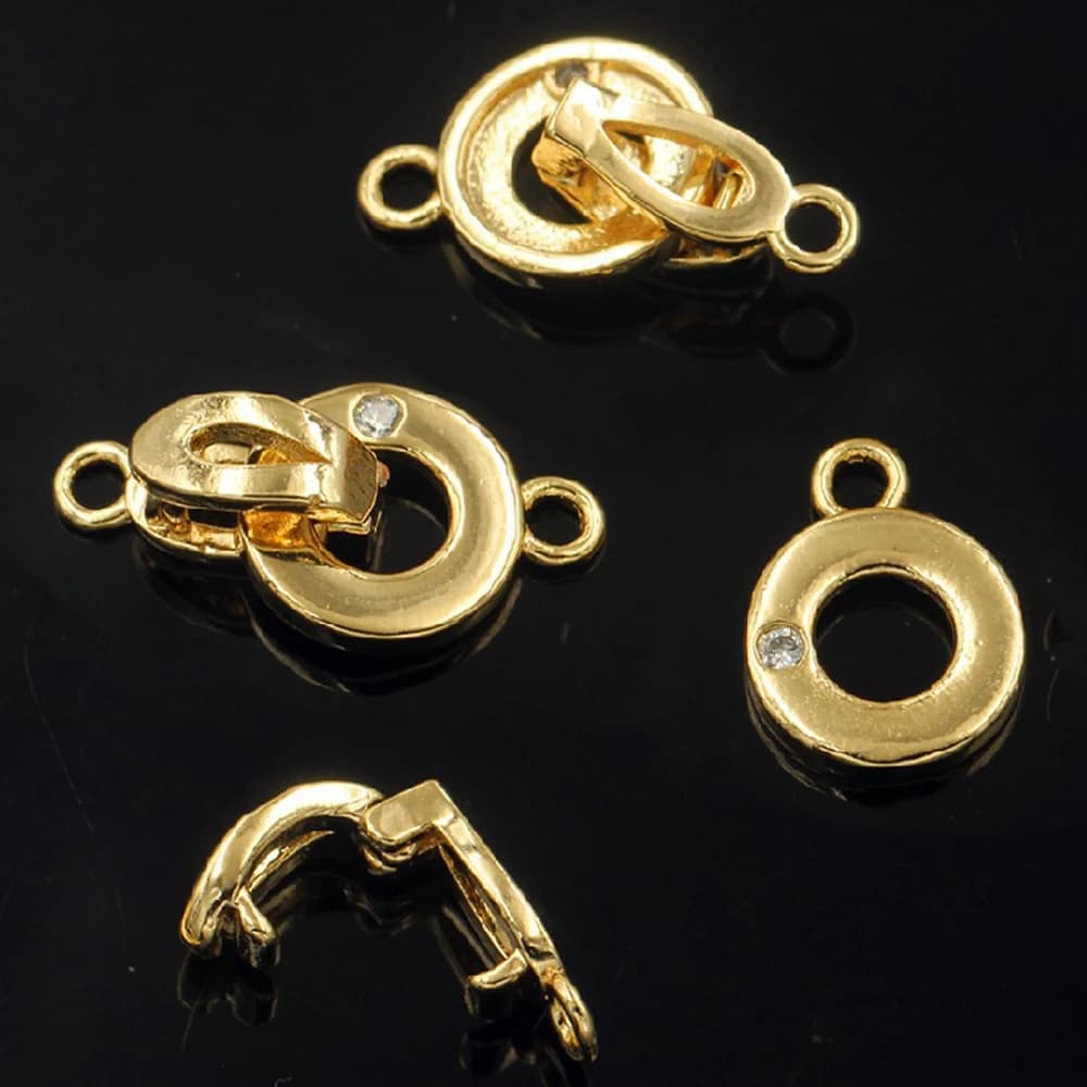 2pcs 14K Gold Plated Brass Zircon Fold Over Clasps Shortener Snap Lock For DIY Bracelet Necklace Jewelry Making Supplies Craft