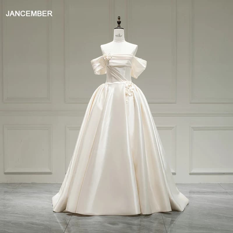 Perfect Flash Sale Wedding Gown For Bride 2024 Ball Gown Short Sleeves Floor-Length Lace Up Vestido De Novia QD06303