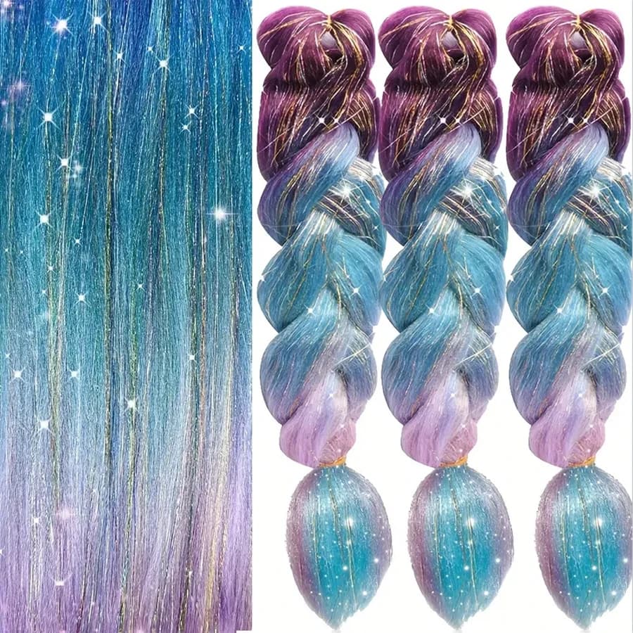long jumbo braid 3pcs/lot  Ombre Braiding Hair 24 Inch With Hair Extension Tinsel Mixed Colorful