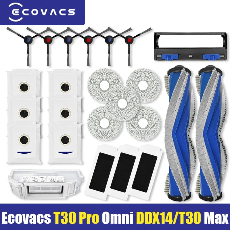 ECOVACS T30 PRO OMNI / T30S PRO / YEEDI M12 Pro+ Robot Vaccum Replacement Parts Dust Bag Main Side Brush Filter Mop Accessories