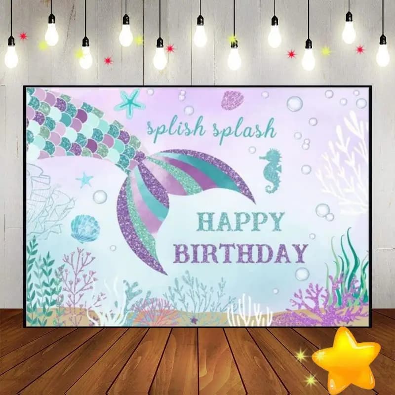 Under The Sea Mermaid Background Sweet Baby Shower Princess Birthday Decoration Photo Banner Custom Backdrop Party Woman Cartoon