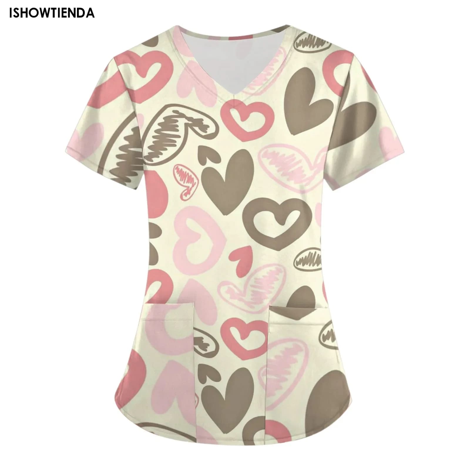 Valentine Day Uniforms Print Scrubs Top Women Pockets Pet Grooming Nurse Spa Caring Shirt uniformes de enfermería para mujer